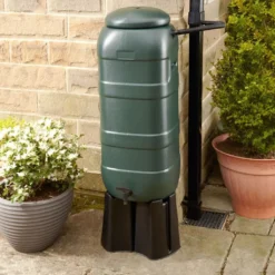 100L RainSaver Waterbutt Kit (Includes Multi Piece Stand And Diverter) -Gun Garden Shop 100l wb green png