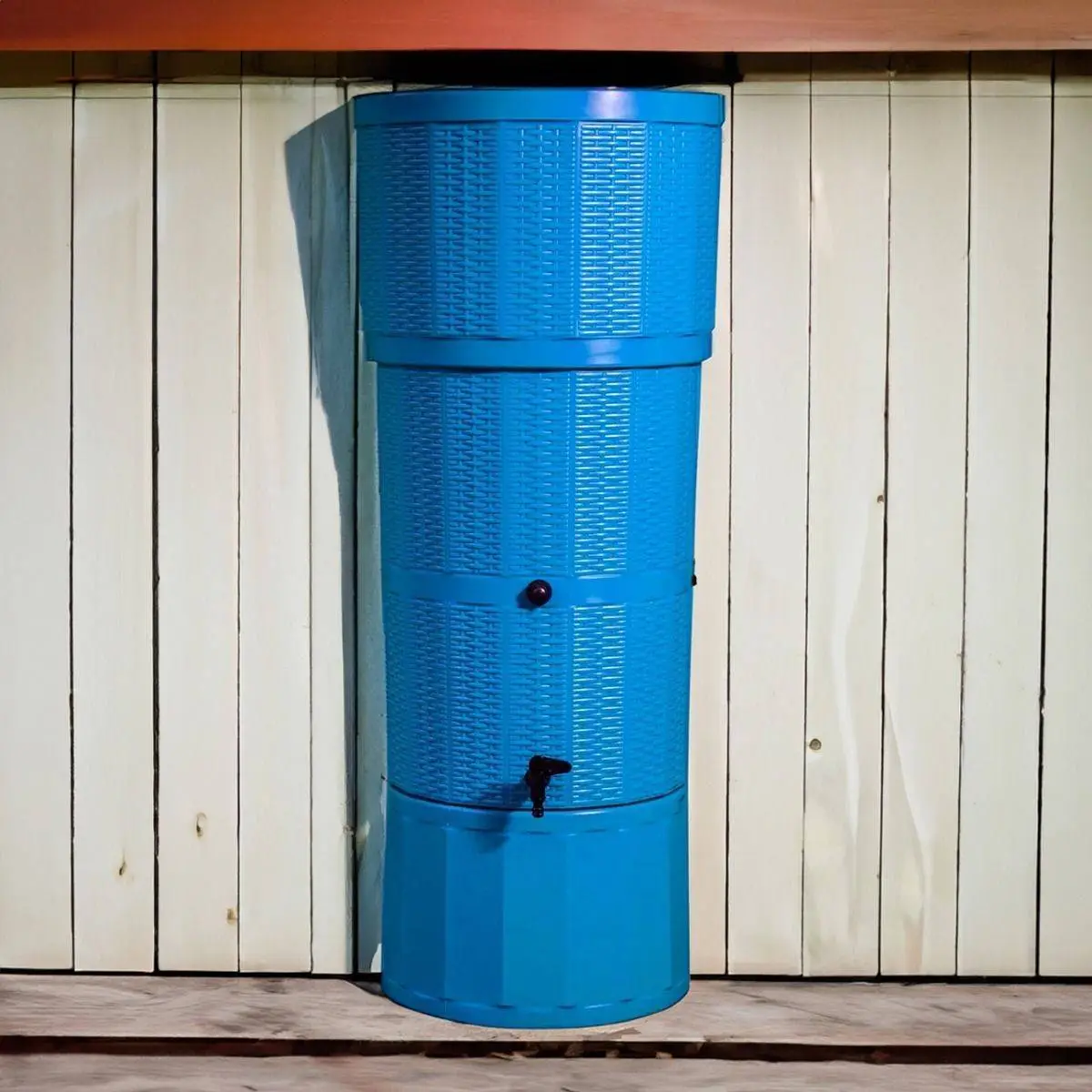 150L Rattan Wicker Effect Polybutt Water Butt - Blue 1 150L Rattan Wicker Effect Polybutt Water Butt - Blue