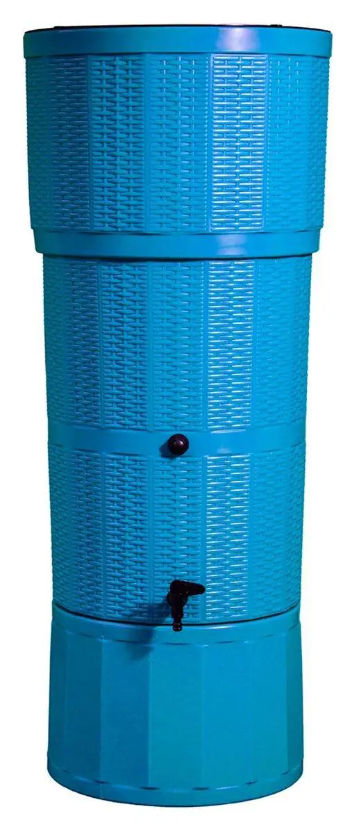 150L Rattan Wicker Effect Polybutt Water Butt - Blue 2 150L Rattan Wicker Effect Polybutt Water Butt - Blue - Image 2