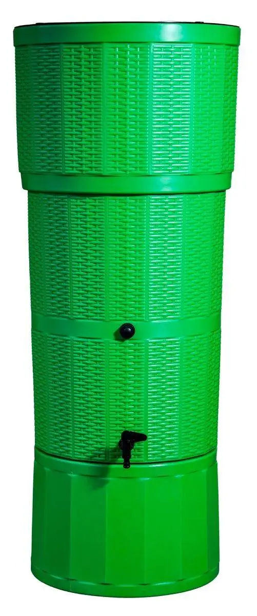 150L Rattan Wicker Effect Polybutt Water Butt - Lime Green 2 150L Rattan Wicker Effect Polybutt Water Butt - Lime Green - Image 2