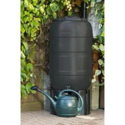 Strata 210L Black Standard Barrel Water Butt Complete With Stand & Diverter -Gun Garden Shop 210l 2 jpg