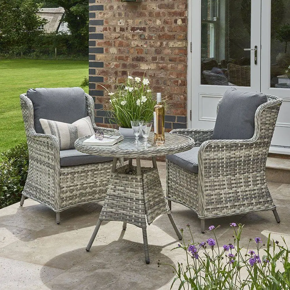 Wroxham Rattan Effect Bistro Set - Grey 1 Wroxham Rattan Effect Bistro Set - Grey