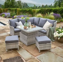 Rattan Wroxham 6 Seater Mini Corner In Grey