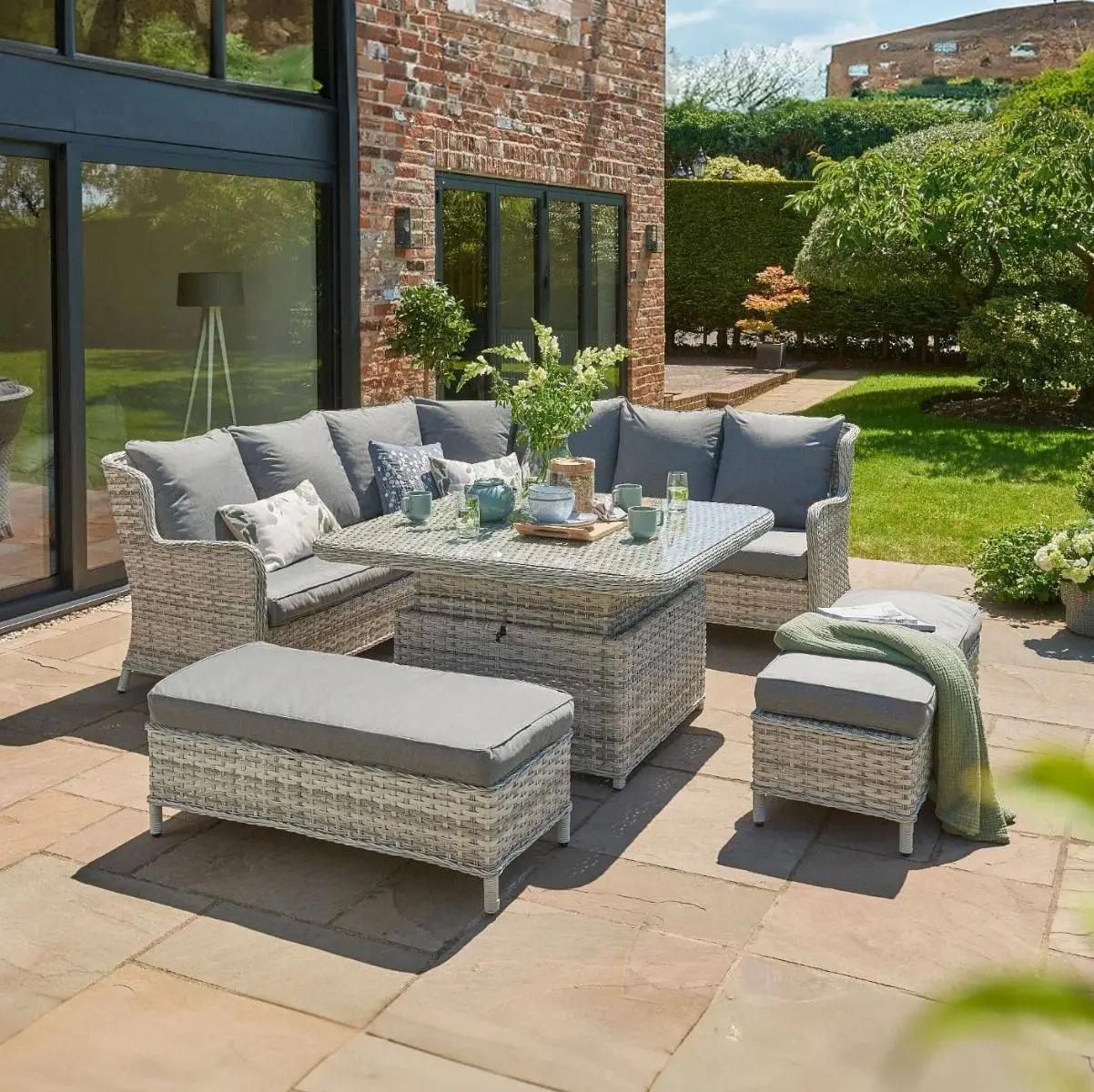 Wroxham Large Corner Sofa Set With Height Adjustable Square Table 1 Wroxham Large Corner Sofa Set With Height Adjustable Square Table