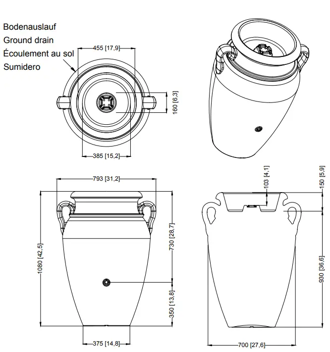 250L Antique Amphora Water Butt In Granite Effect 3 250L Antique Amphora Water Butt In Granite Effect - Image 3