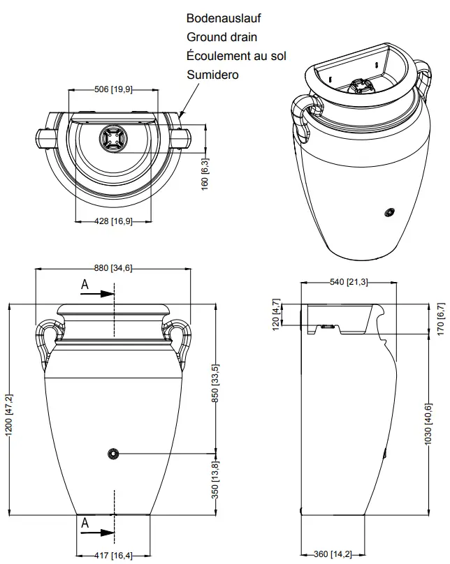 260L Antique WALL Amphora Water Butt - Granite 7 260L Antique WALL Amphora Water Butt - Granite - Image 7