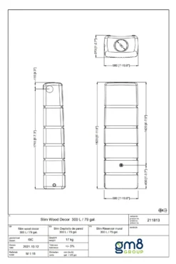 330L Slim Wood Decor Rainwater Wall Tank -Gun Garden Shop 300l tc 3 png