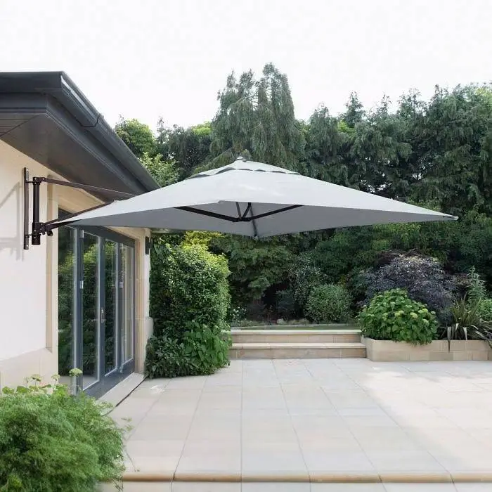 2 X 2m Wall Mounted Cantilever Parasol Grey - Cover Included 1 2 X 2m Wall Mounted Cantilever Parasol Grey - Cover Included
