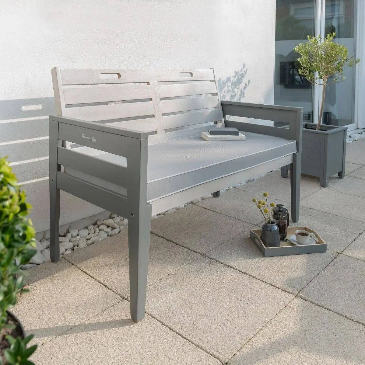 Florenity Grigio 2 Seat Bench - Grey 1 Florenity Grigio 2 Seat Bench - Grey