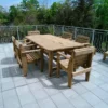 2.4m 6 Seater Douglas Fir Woodland Table With 6 Woodland Armchairs