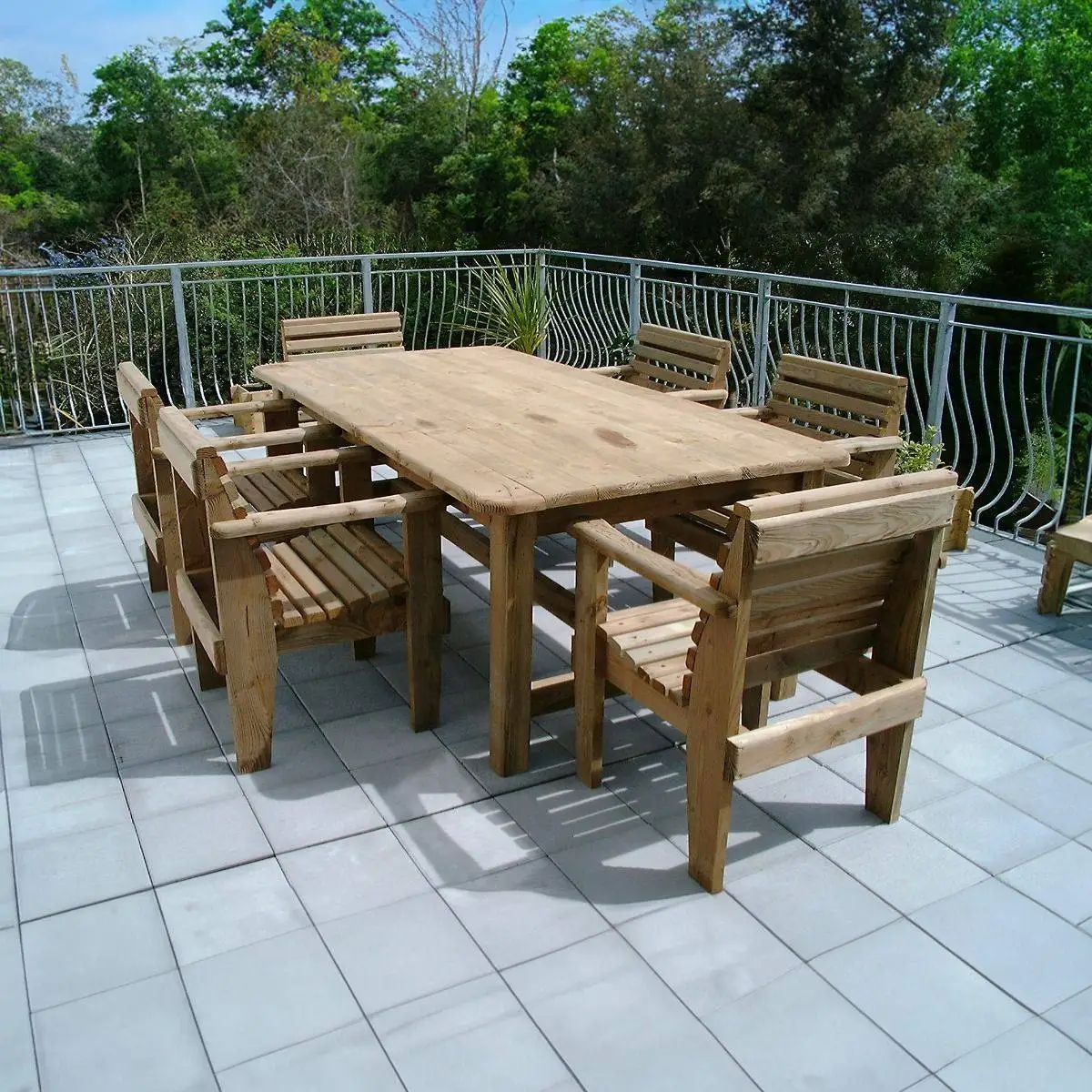 2.4m 6 Seater Douglas Fir Woodland Table With 6 Woodland Armchairs 1 2.4m 6 Seater Douglas Fir Woodland Table With 6 Woodland Armchairs