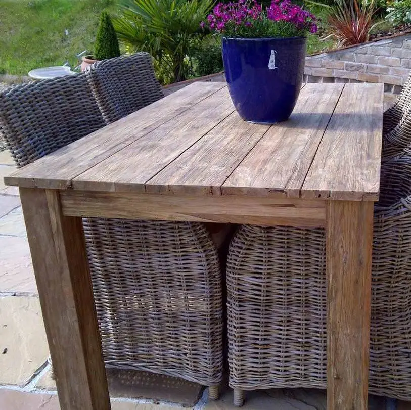 Rustic Reclaimed Teak Open Slat Dining Table 2 Rustic Reclaimed Teak Open Slat Dining Table - Image 2