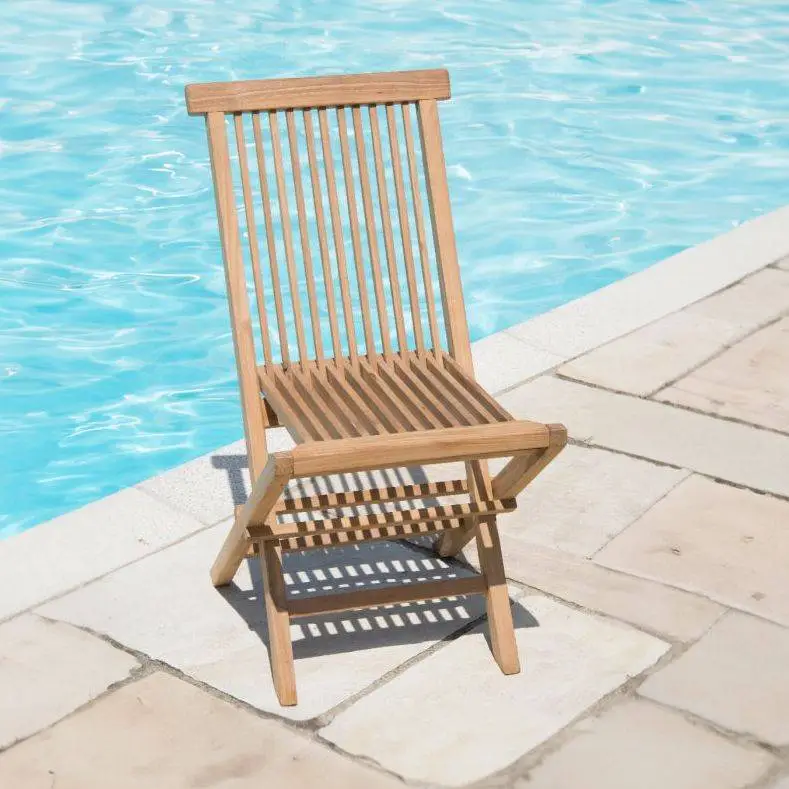 70cm Teak Square Folding Table With 2 Classic Folding Chairs / Armchairs 4 70cm Teak Square Folding Table With 2 Classic Folding Chairs / Armchairs - Image 4