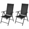 Set Of 2 X Black Reclining Folding Outdoor Chairs