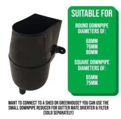 Gutter Mate Diverter & Filter In Black -Gun Garden Shop gmblack2 1 jpg