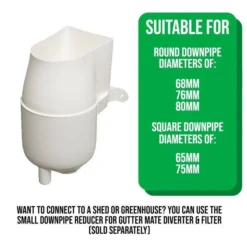 Gutter Mate Diverter & Filter In White -Gun Garden Shop gmwhite 1 jpg