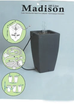 Algreen 185L Madison Rain Barrel With Fountain - Millstone 5 Algreen 185L Madison Rain Barrel With Fountain - Millstone -Gun Garden Shop madison water barrel general features water fountain 11 1 png