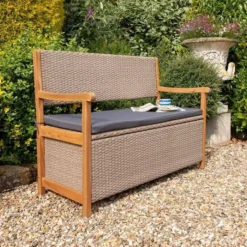 Alderley Rattan Storage Bench With Seat Pad