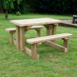 Swedish Redwood Walk Through Picnic Bench