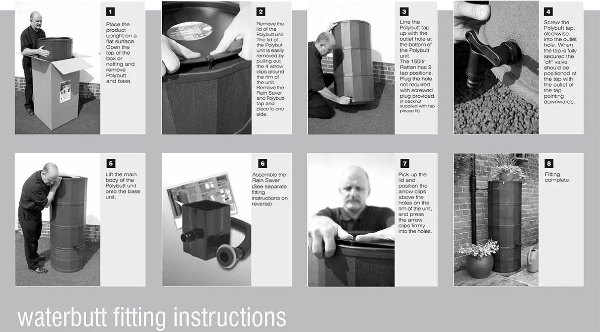 150L Rattan Wicker Effect Polybutt Water Butt - Blue 4 150L Rattan Wicker Effect Polybutt Water Butt - Blue - Image 4