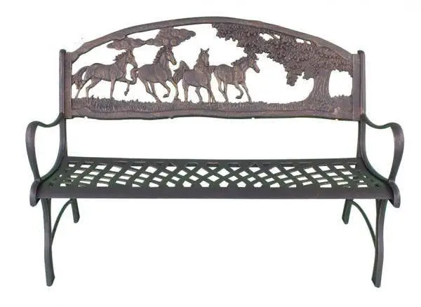 100% Cast Iron Garden Bench With Horses And Tree 4 100% Cast Iron Garden Bench With Horses And Tree - Image 4