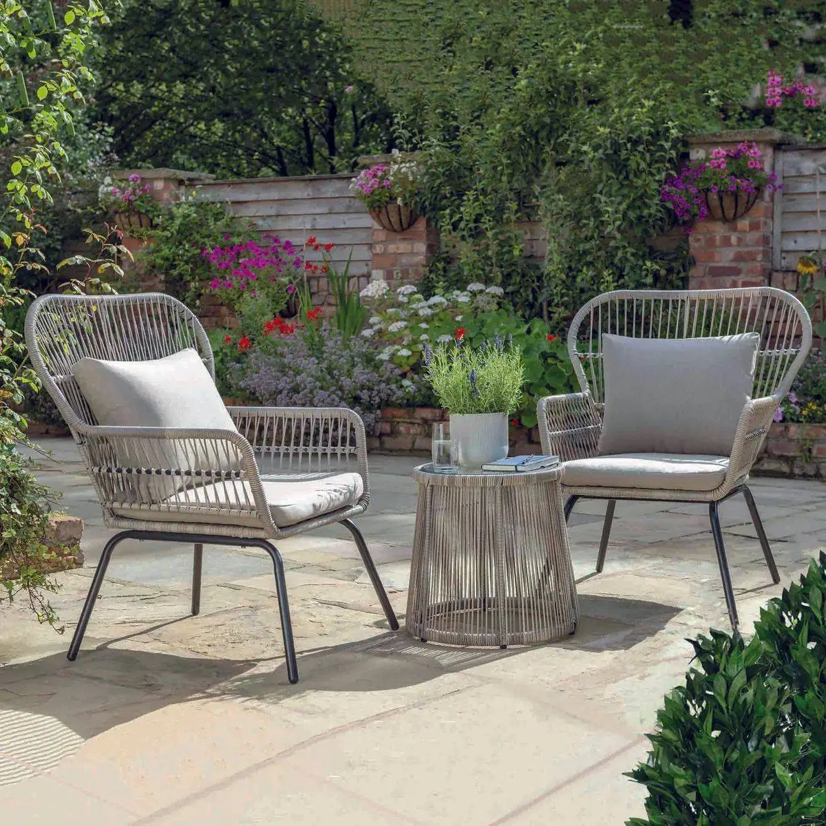 Norfolk Leisure Elland Bistro Set - Grey/Beige 1 Norfolk Leisure Elland Bistro Set - Grey/Beige