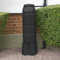 Strata 100L Black Slimline Space Saver Water Butt Kit Complete With Stand And Diverter