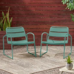 Metal Garden Furniture Set Of 3 - Green