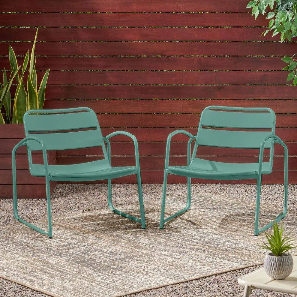 Metal Garden Furniture Set Of 3 - Green 1 Metal Garden Furniture Set Of 3 - Green