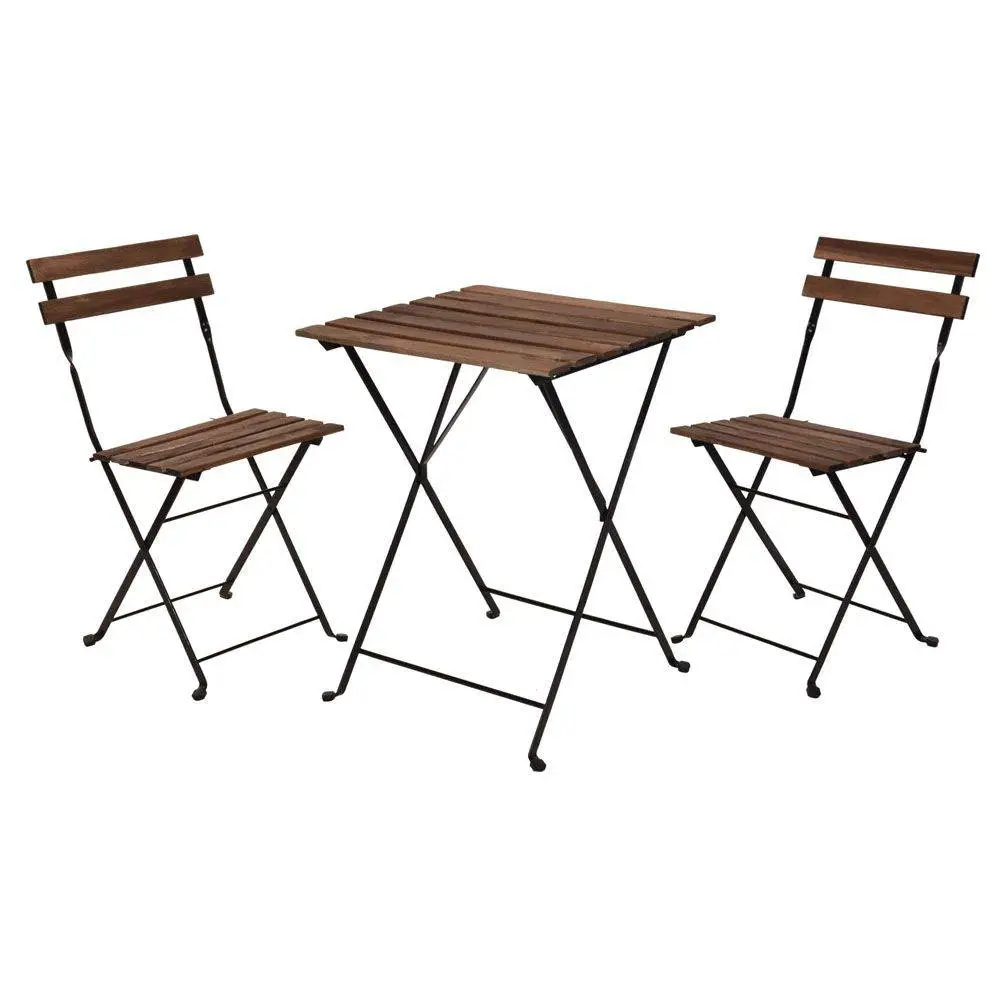 Bistro Black Frame Acacia Wood Garden Set 2 Bistro Black Frame Acacia Wood Garden Set - Image 2